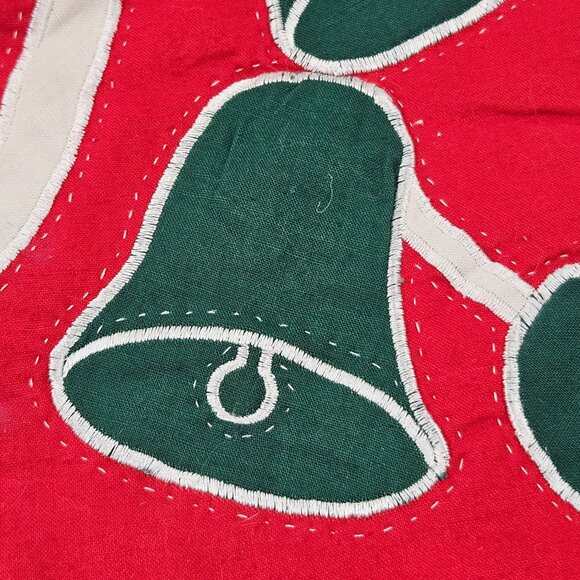 American Pacific Stocking Red Green Trim Bells White Bows Vintage Christmas - Picture 5 of 9